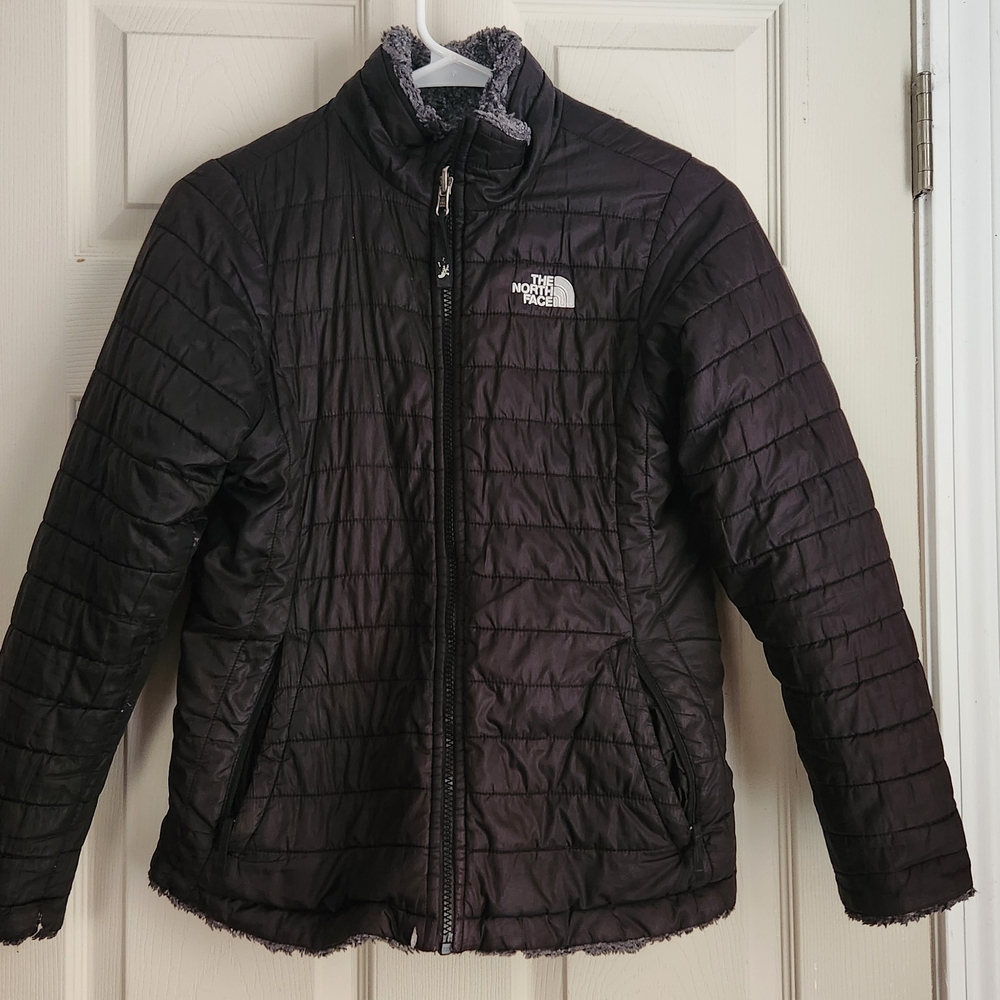 GIRLS The North Face Insulated Fleece Lined Quilted Jacket L 14/16 Black Flwd